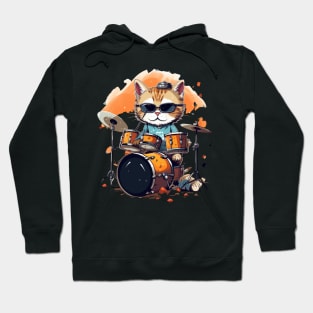 Cool Cat play on Drums Hoodie